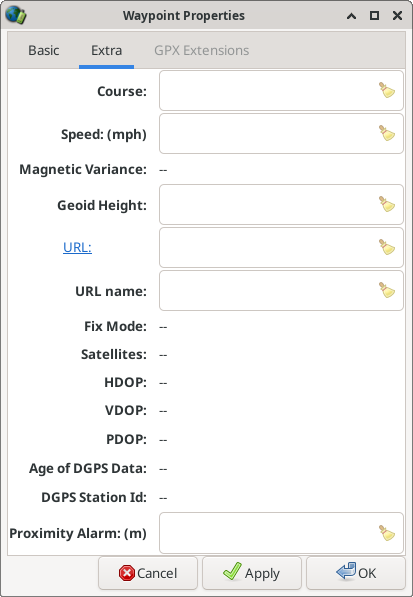 Waypoint Properties: Extra Tab